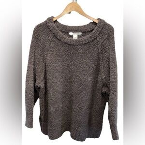 Altar’d State Oversized Sherpa Teddy Crewneck Pullover Sweater Women’s XL Taupe